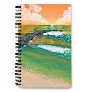 Beach Sunrise Journal | Coastline Spiral notebook | Dotted Grid Pages | Customize