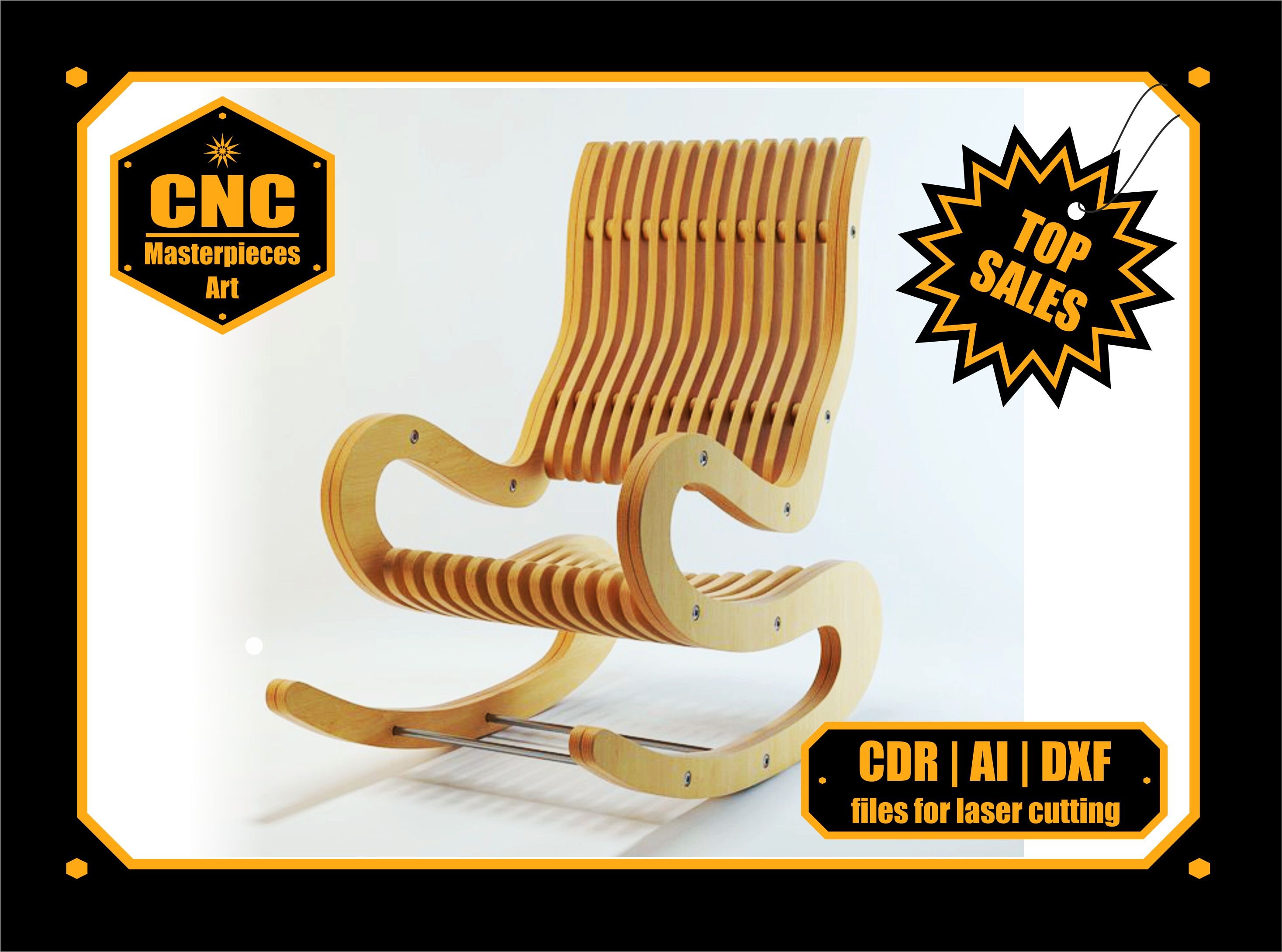 Schaukelstuhl aus Holz. Vektor-Plan für Laserschneiden CNC. | Etsy