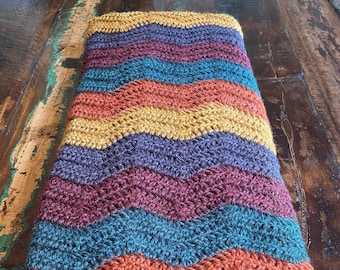 PDF-Fall Chevron/Ripple Throw Crochet PDF Pattern
