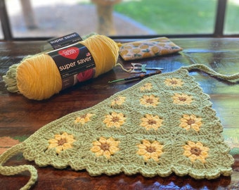 Patrón PDF de pañuelo/pañuelo de flores de verano a crochet