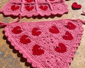 PDF-Mini Hearts Bandana/Kerchiefs Crochet PDF Pattern