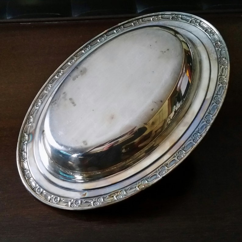 Vintage Oneida Silversmiths Oval Serving Tray, Silver Plate Dish With