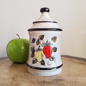 Vintage Sears Strawberries Small Canister with Lid, Made in Japan