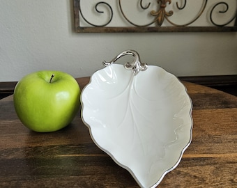Vintage Lenox Woodleaf Collection Platinum Leaf Dish
