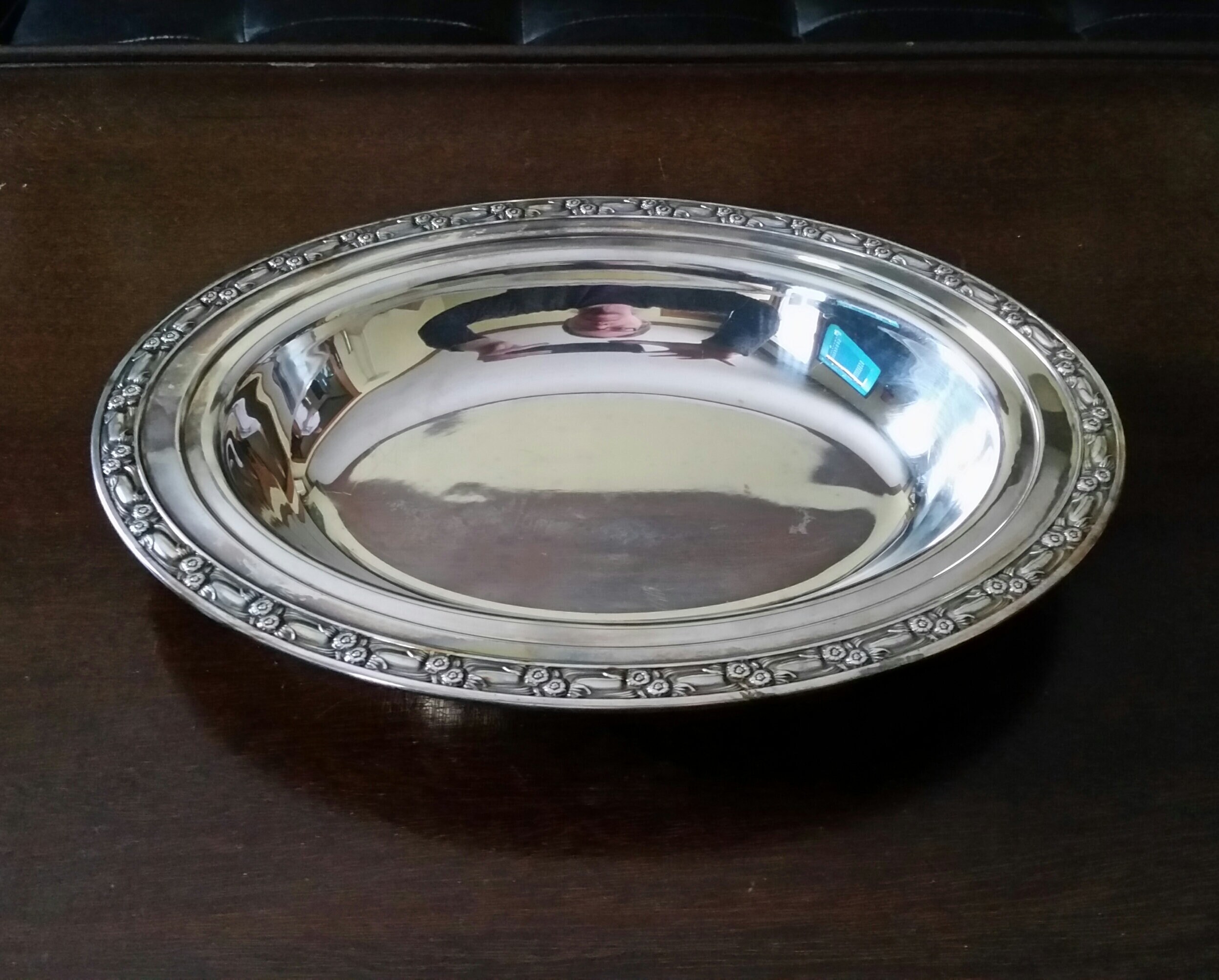 Vintage Oneida Silversmiths Oval Serving Tray, Silver Plate Dish With