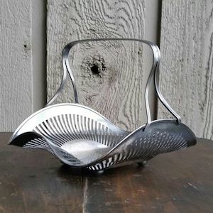 Vintage Silver Basket, LBS Co Silver Plated Mini Basket, Nickel Silver