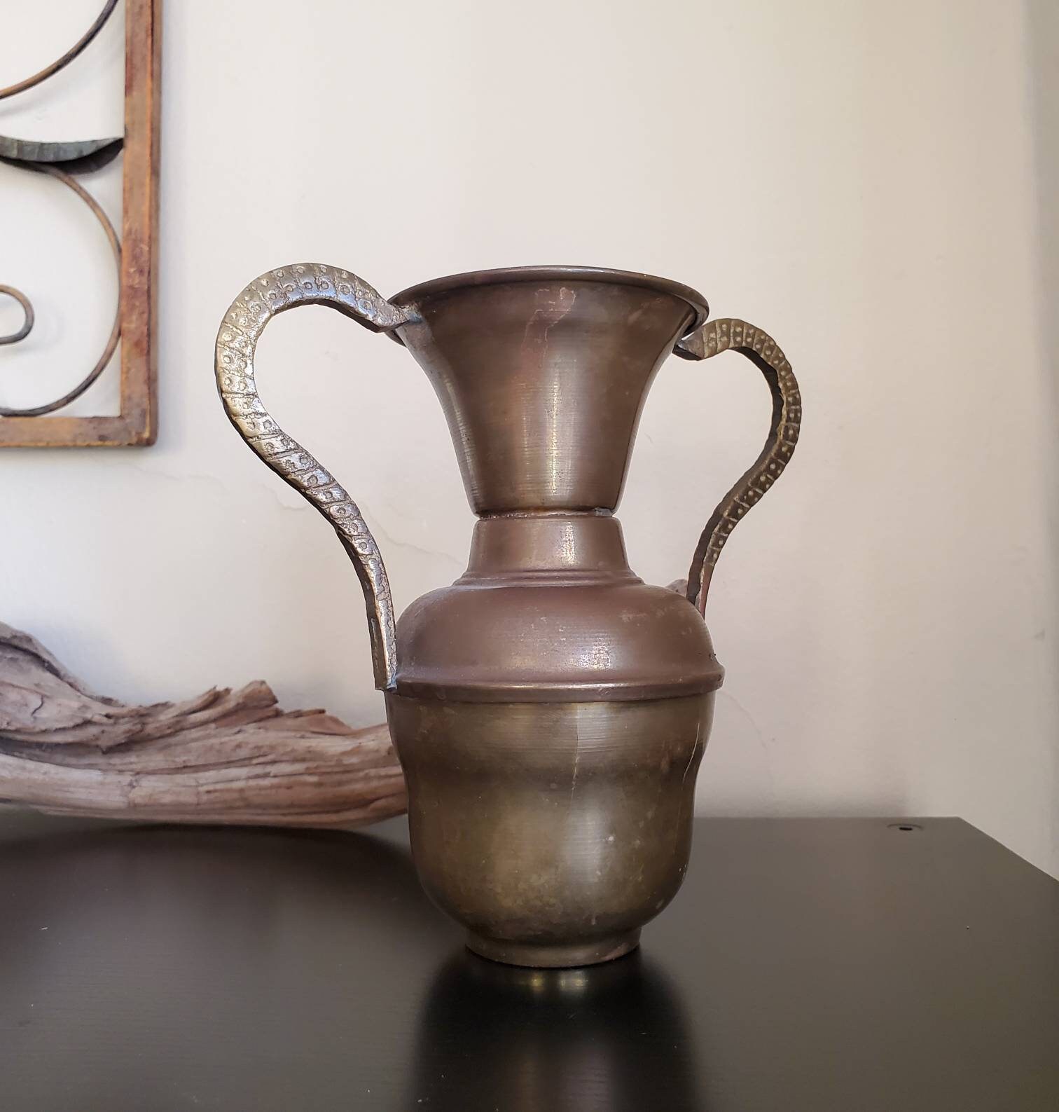 Vintage Brass Two Handled Vase Decor Dried Flower Vase Does Etsy