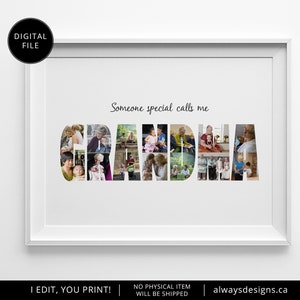 Custom Grandma Photo Collage, Personalized Photo Collage, Custom Collage, Gift For Grandma, Mothers Day Gift, Birthday Present, Digital File image 1