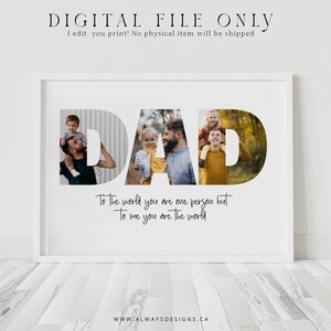 Printable Dad Photo Collage, First Fathers Day Gift, Custom Portraits for Dad, Personalized Gift for Dad