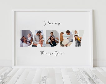 Printable DADDY Photo Collage Keepsake, 1st Fathers Day Gift, Dad Gift from Kids