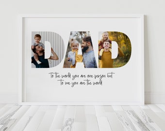 Printable Dad Photo Collage, First Fathers Day Gift, Custom Portraits for Dad, Personalized Gift for Dad