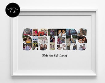 Sisters Photo Collage, Personalized Picture Collage, Gifts For Sister, Unique Gifts For Sisters, Birthday Gift For Her, PRINTABLE FILE