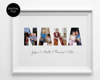 Custom Nana Photo Collage, Personalized Photo Collage, Custom Collage, Gift For Grandma, Mothers Day Gift, Birthday Present, Digital File