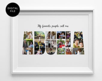 ABUELA Photo Collage, Mother's Day Gift, Birthday Gift For Mom, Gift For Her, Mothers Day Gift, Christmas Gift, Unique Gift, PRINTABLE FILE