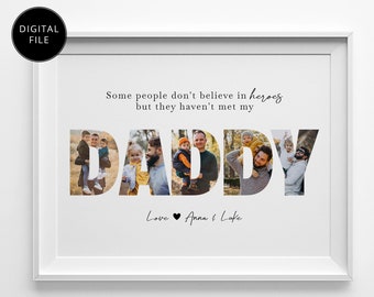 Printable DADDY Photo Collage, Gift For Dad, Father's Day Gifts, Custom Fathers Day Gift, Father Gift, Birthday Gift for Dad, Christmas Gift
