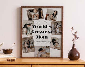 World's Greatest Mom Photo Collage Canva Template, DIY Mothers Day Gift, Editable Birthday Gift For First Time Mom from Kids