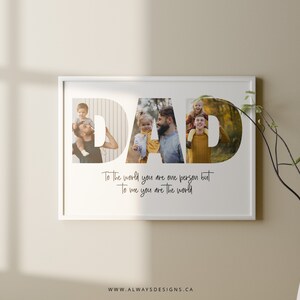 Printable Dad Photo Collage, First Fathers Day Gift, Custom Portraits for Dad, Personalized Gift for Dad image 7