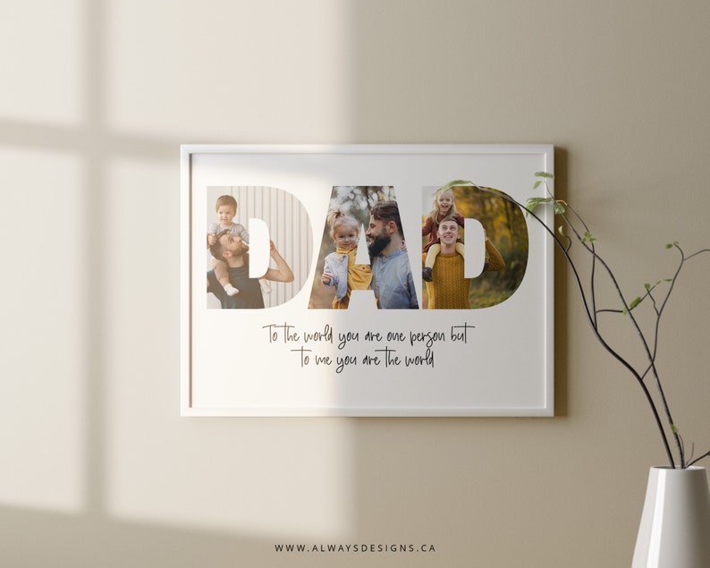 Printable Dad Photo Collage, First Fathers Day Gift, Custom Portraits for Dad, Personalized Gift for Dad image 7