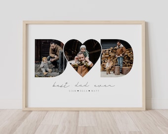 Modèle personnalisé de toile de collage de photos de PAPA, cadeau de papa modifiable des enfants, cadeau de papa personnalisé pour la première fois pour la fête des pères, cadeau d'anniversaire de papa