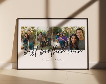 Modèle personnalisé de toile de collage de photos de meilleur frère de tous les temps, cadeau de frère bricolage de frère et soeur, souvenir imprimable de photos de famille