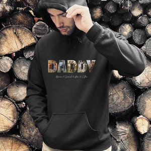 Father's Day Hoodie, Custom Dad Hoodie, Father Photo Hoodie, Father's Day Gift, Father Gift, Gift For Dad, Birthday Gift for Him, Dad Gift image 3