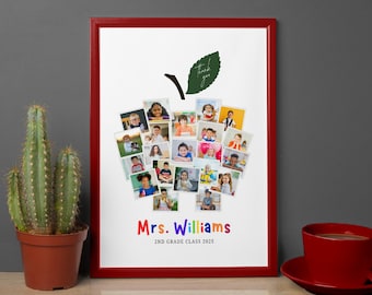 21 Students Apple Photo Collage Canva Template, Teacher Classroom Gift, End Of Year Teacher Gift, Teacher Appreciation, Gift For Teacher