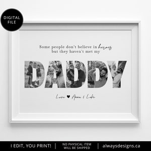 Printable DADDY Photo Collage, Gift For Dad, Father's Day Gifts, Custom Fathers Day Gift, Father Gift, Birthday Gift for Dad, Christmas Gift image 2