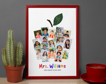 17 Students Apple Photo Collage Canva Template, Teacher Classroom Gift, End Of Year Teacher Gift, Teacher Appreciation, Gift For Teacher