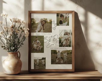Dad 6 Picture Collage Canva Template, Printable Father's Day Photo Gift, DIY Dad Present, Editable Gift For Dad, Instant Download