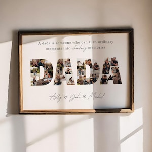 Personalized DADA Photo Collage Canva Template, Printable First Time Dad Gift, DIY Gifts for Dad, Editable First Fathers Day Gift
