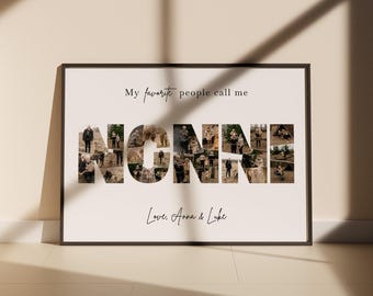 Personalized Nonni Photo Collage Canva Template, Gift For Grandparents from Grandchildren, Family Pictures Present for Grandma & Grandpa