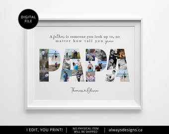 Printable PAPA Photo Collage Fathers Day Gift