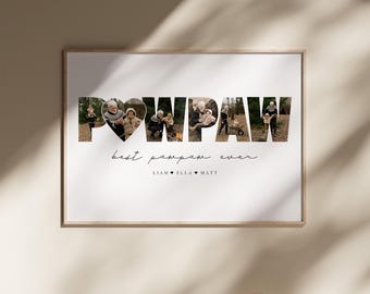 Modelo de colagem de fotos personalizada para vovô no Canva, presente personalizado para o vovô dos netos, presente de Dia dos Pais feito à mão pelos netos