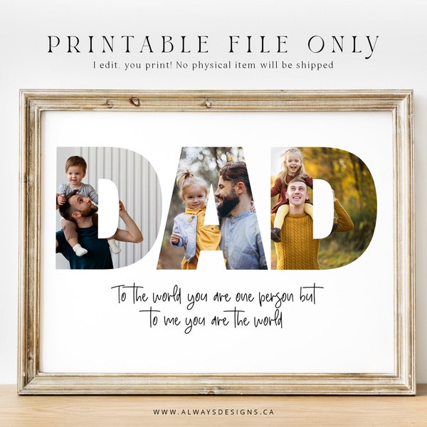 Personalized Printable Dad Photo Collage, Customized Father's Gift, Personalized Gift for Dad, First Father's Day Gift, Dad Gift from Son