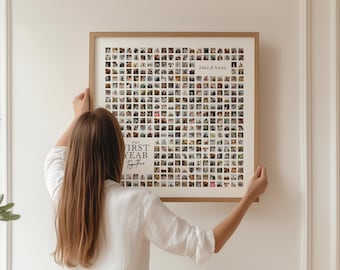 365 Days Photo Collage Photoshop Template, First Anniversary Wedding Pictures, 1 Year Baby Keepsake, Minimalist Grid Design Wall Art 30"x30"