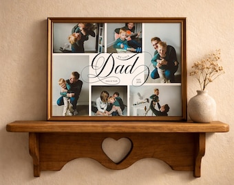 Dad 6 Photo Collage Canva Template with Script Typography, Printable Father's Day Gift, DIY Dad Gift, Editable Gift For Dad