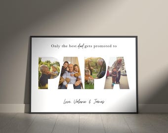 PAPA-Fotocollage-Canva-Vorlage, personalisiertes Geschenk für frischgebackene Opas, bearbeitbares Vatertagsgeschenk, DIY-Geschenk für den ersten Papa