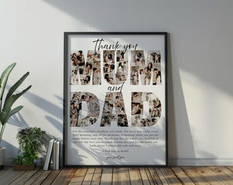 Gift for Mum And Dad Photo Collage Canva Template, Personalized Gift from Adult Children to Parents, DIY Family Pictures Keepsake