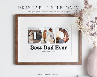 Personalized Gift for Dad, Printable Dad Photo Collage, Customized Father's Day Gift, Dad Photo Gift, Dad Gift from Son, Gifts under 20