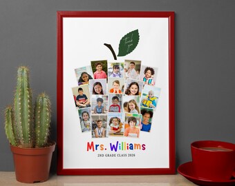 18 Students Apple Photo Collage Canva Template, Teacher Classroom Gift, End Of Year Teacher Gift, Teacher Appreciation, Gift For Teacher