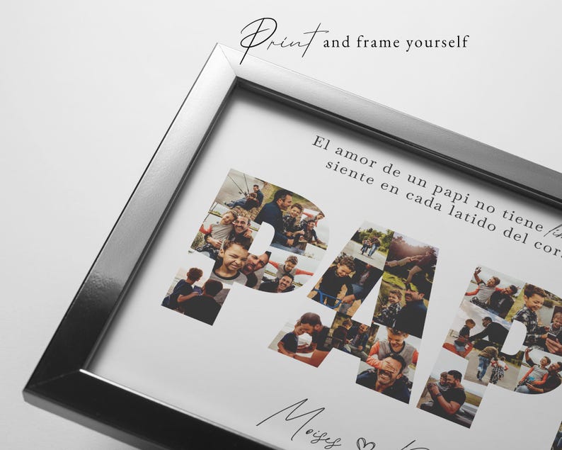 Papi Design Black Text PAPI Photo Collage Canva Template, Printable Personalized Dad Gift, DIY ...