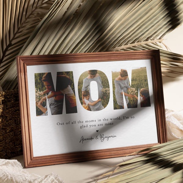 Personalized MOM Photo Collage Canva Template, Editable Mother's Day Gift from Kids, DIY Birthday Mom Gift, Custom First Time Mom Keepsake