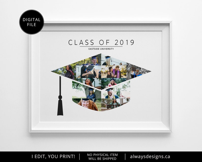 Graduation Photo Collage Graduation Cap Personalized Gift Etsy Canada