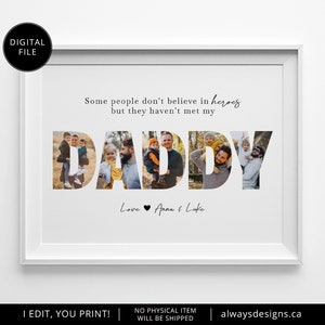 Printable DADDY Photo Collage, Gift For Dad, Father's Day Gifts, Custom Fathers Day Gift, Father Gift, Birthday Gift for Dad, Christmas Gift image 1