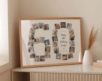 Modèle de collage photo 60e anniversaire pour toile, cadeau personnalisé pour soixantième anniversaire, photo souvenir numéro 60 pour la fête