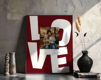 Printable Retro Love Wall Art with Picture of Couple or Family Canva Template