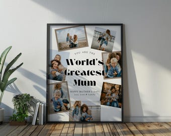 World's Greatest Mum Photo Collage Canva Template, DIY Mothers Day Gift, Editable Birthday Gift For First Time Mum from Kids