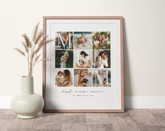 Personalised Mum Square Photos Collage Canva Template, Mother's Day Gift from Kids, DIY Birthday Mum Gift, Custom First Time Mum Keepsake