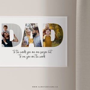 Printable Dad Photo Collage, First Fathers Day Gift, Custom Portraits for Dad, Personalized Gift for Dad image 8