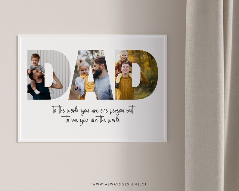 Printable Dad Photo Collage, First Fathers Day Gift, Custom Portraits for Dad, Personalized Gift for Dad image 8